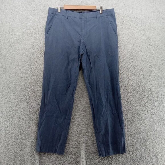 Armani Exchange Pants Mens Size‎ 36 Blue Seersucker Dress Summer Lightweight - Picture 1 of 9